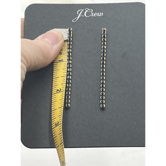 J. Crew Beautiful Blue Crystal Linear Dangle Gold Tone Earrings New - Picture 9 of 9